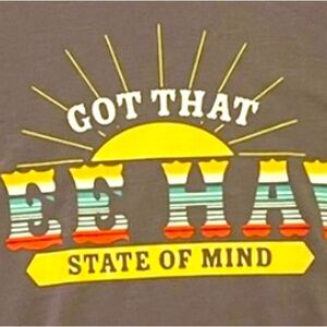 Cruel Denim Grey Hi-Low Western Ringer Tee with White Varsity Sleeves Size L